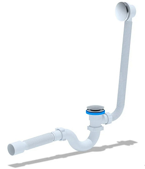 Сифон Ани д\ванны клик-клак с выпуском и переливом 375*40*50